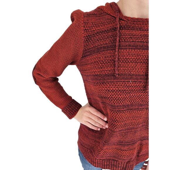 Natural Reflections Womens Sz S 100% Cotton Knit Hoodie Red Striped - Picture 2 of 7